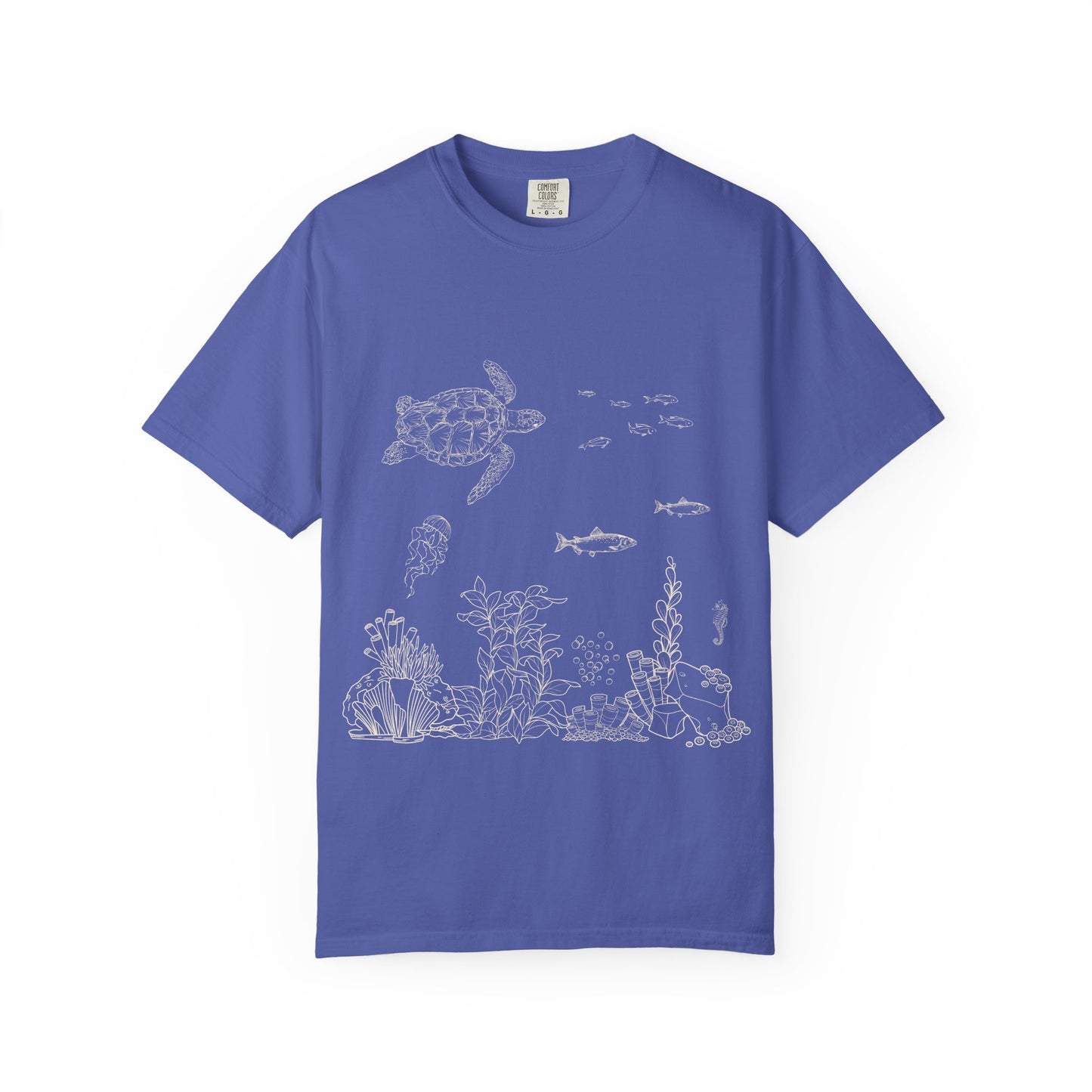 Cute Aquarium Sketch T-Shirt — Hand-Drawn Underwater Ocean Scene