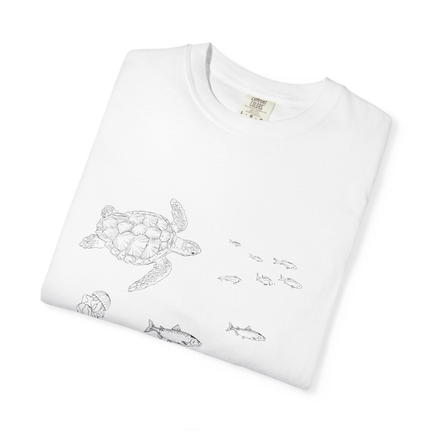 Cute Aquarium Sketch T-Shirt — Hand-Drawn Underwater Ocean Scene