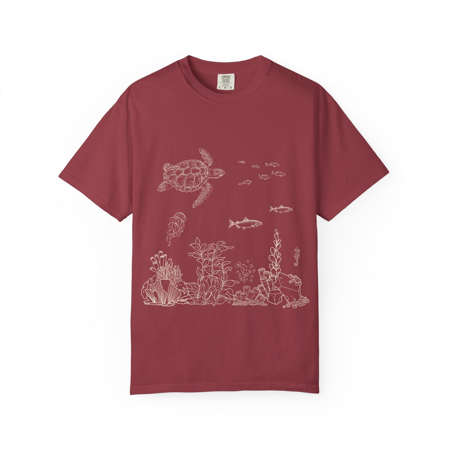 Cute Aquarium Sketch T-Shirt — Hand-Drawn Underwater Ocean Scene