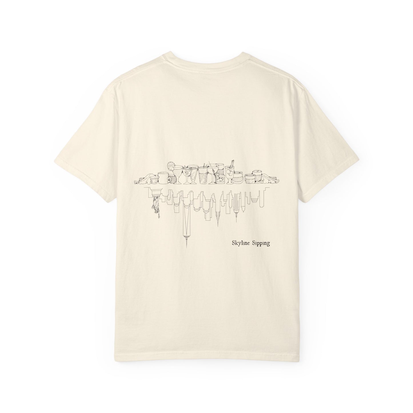 Skyline Sipping T-Shirt — Minimal Cityscape Graphic Tee