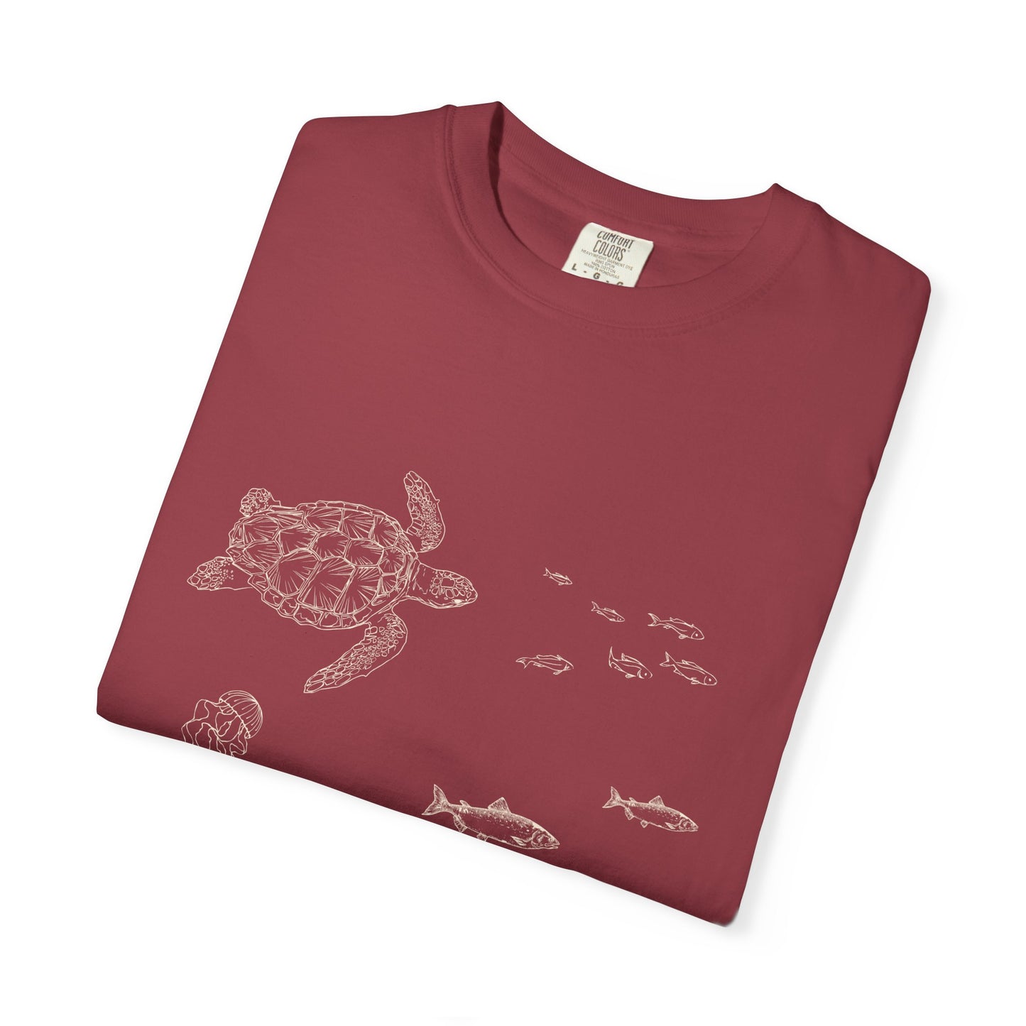 Cute Aquarium Sketch T-Shirt — Hand-Drawn Underwater Ocean Scene