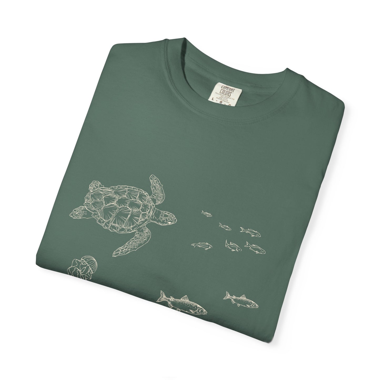 Cute Aquarium Sketch T-Shirt — Hand-Drawn Underwater Ocean Scene