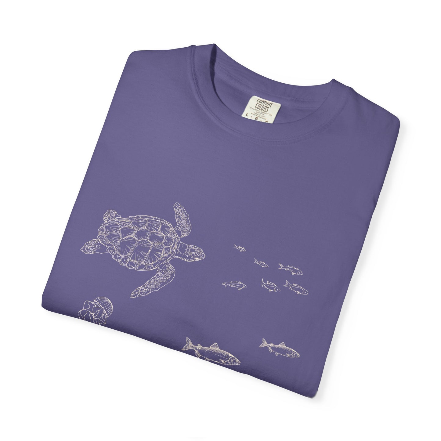 Cute Aquarium Sketch T-Shirt — Hand-Drawn Underwater Ocean Scene