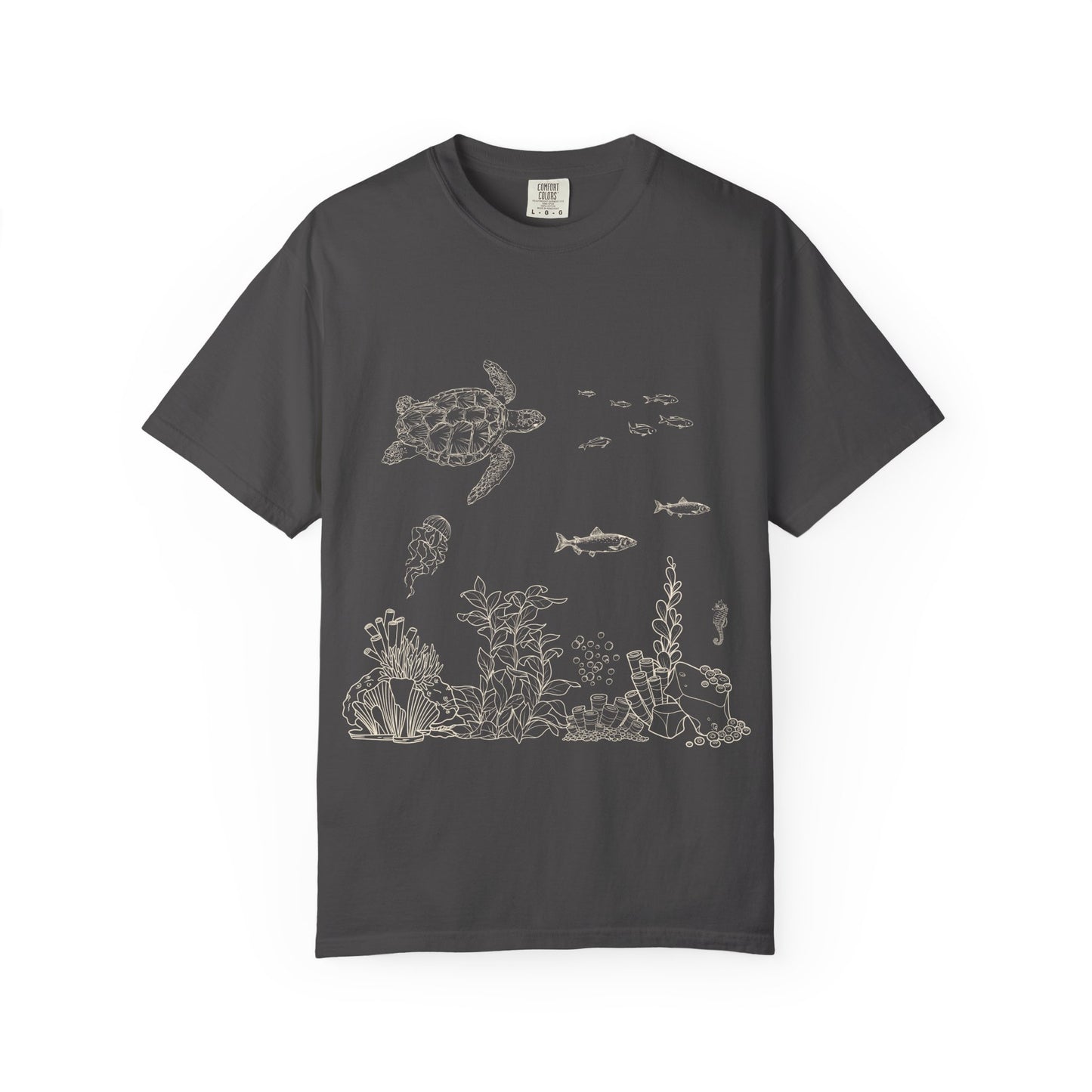 Cute Aquarium Sketch T-Shirt — Hand-Drawn Underwater Ocean Scene