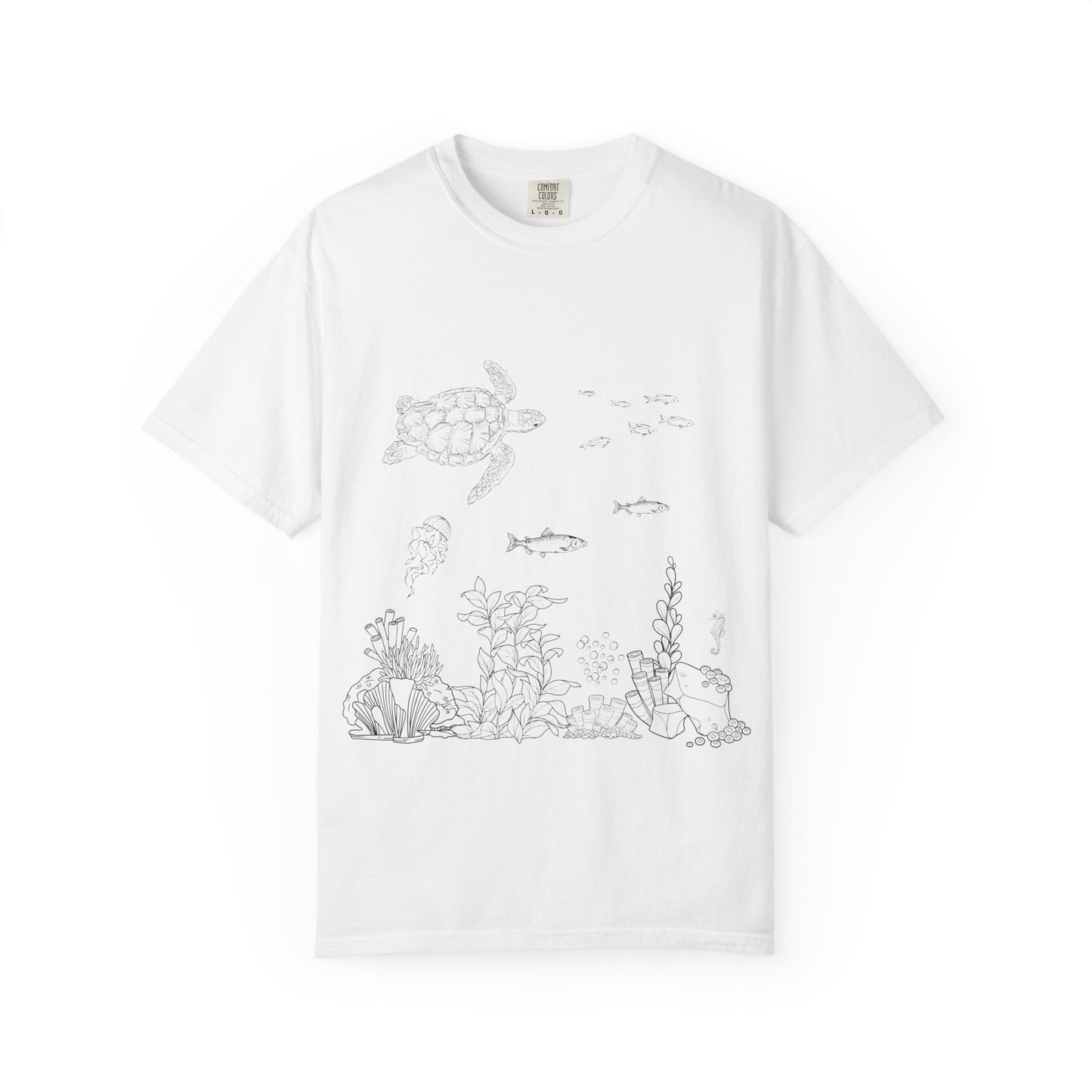 Cute Aquarium Sketch T-Shirt — Hand-Drawn Underwater Ocean Scene