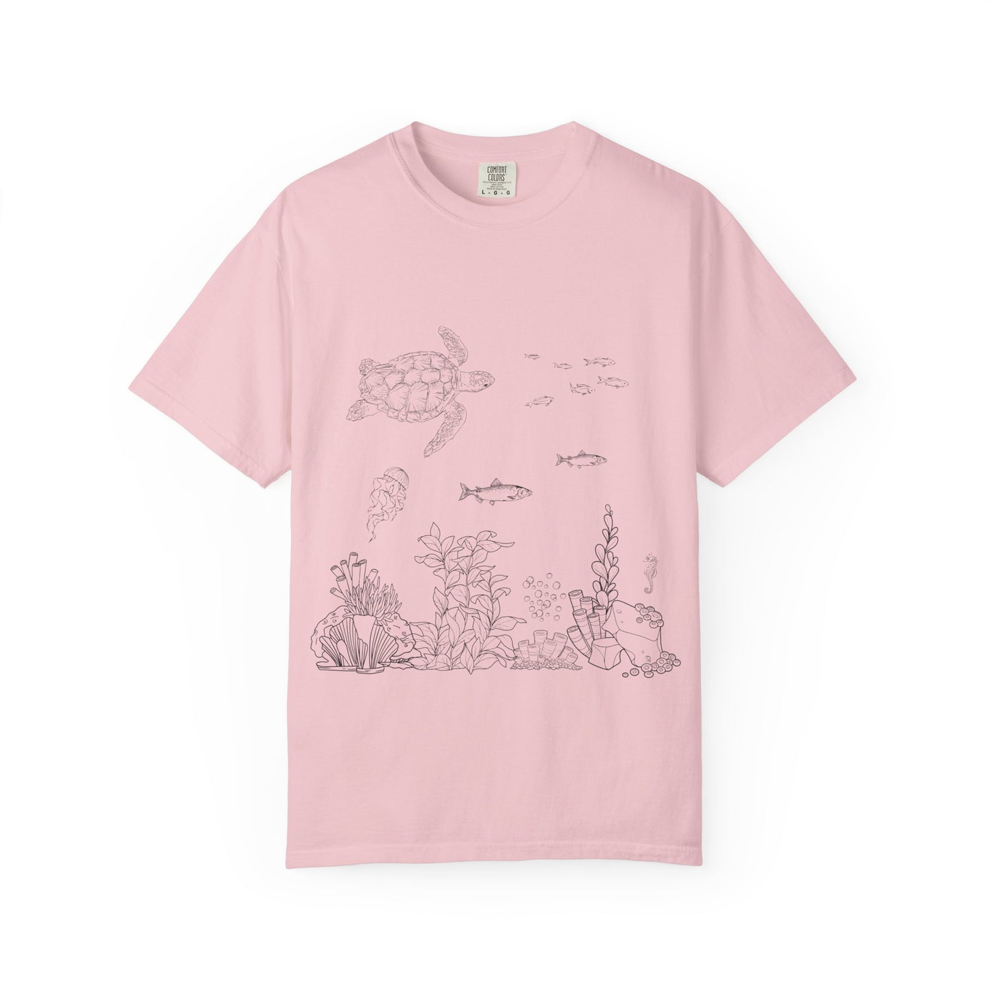 Cute Aquarium Sketch T-Shirt — Hand-Drawn Underwater Ocean Scene