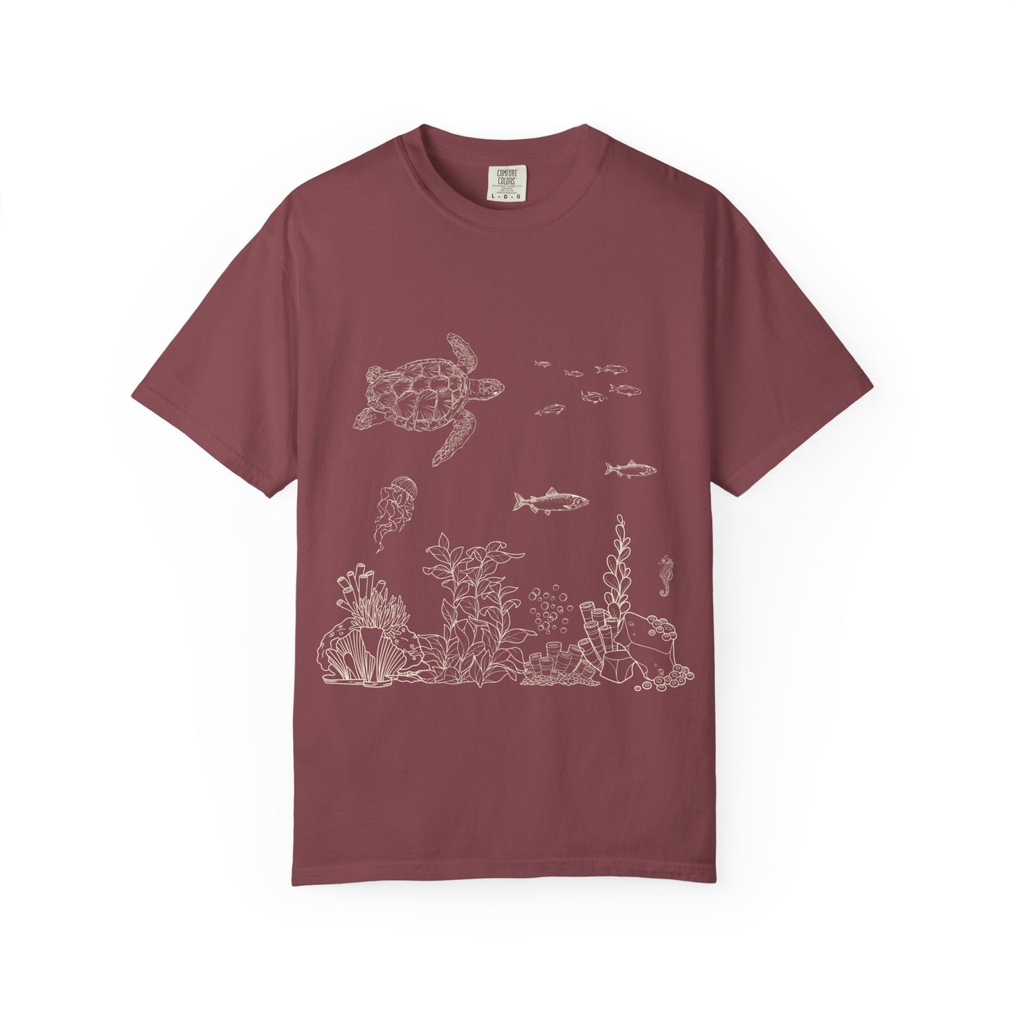 Cute Aquarium Sketch T-Shirt — Hand-Drawn Underwater Ocean Scene