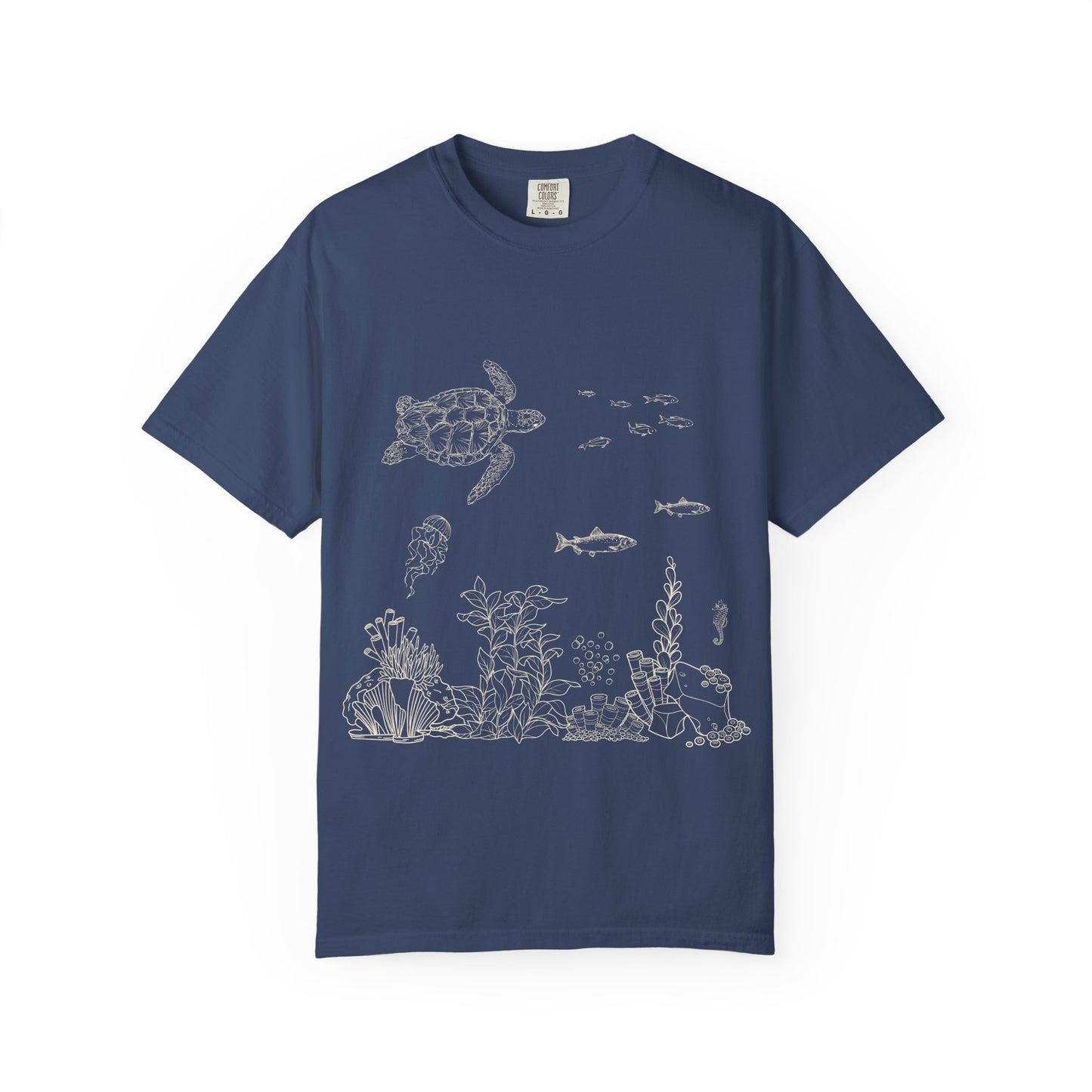 Cute Aquarium Sketch T-Shirt — Hand-Drawn Underwater Ocean Scene