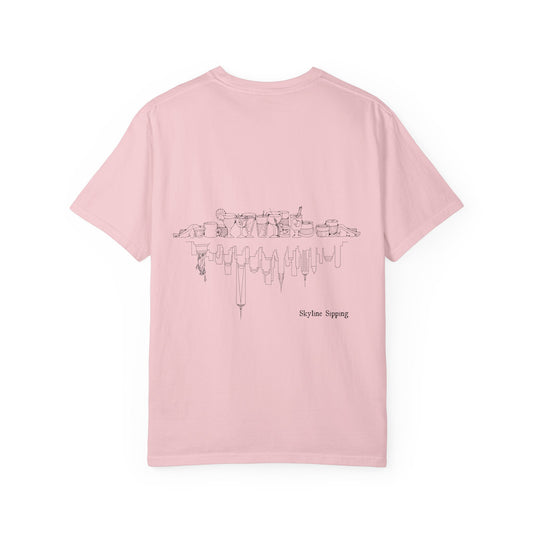 Skyline Sipping T-Shirt — Minimal Cityscape Graphic Tee