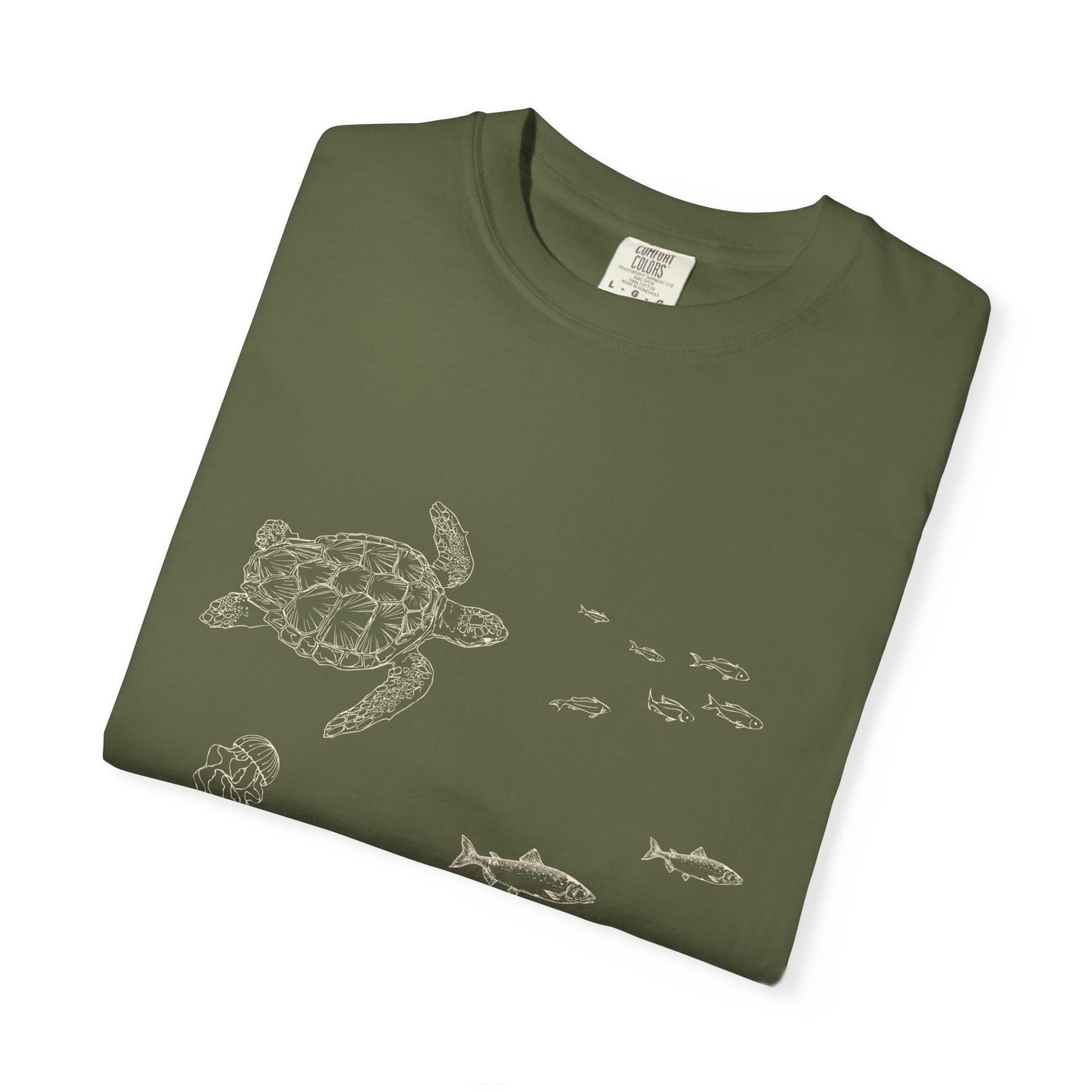 Cute Aquarium Sketch T-Shirt — Hand-Drawn Underwater Ocean Scene