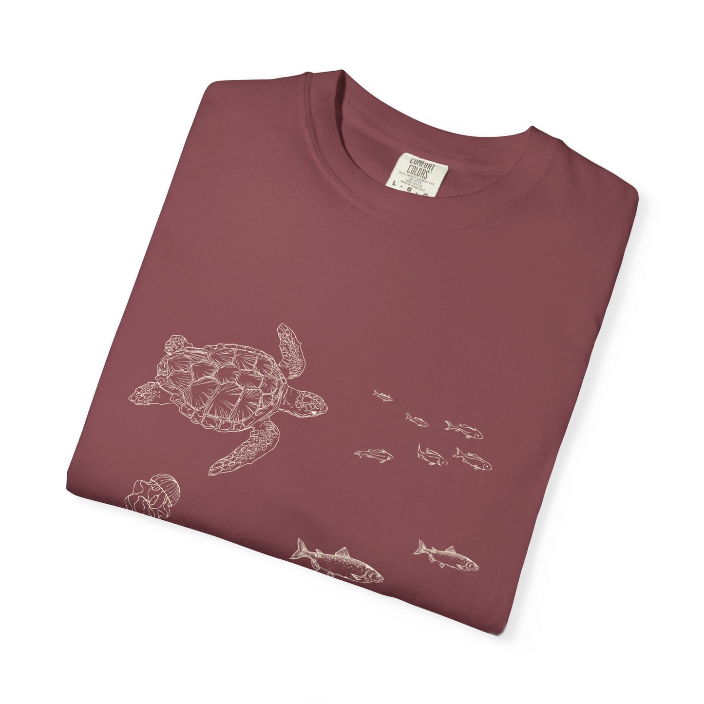 Cute Aquarium Sketch T-Shirt — Hand-Drawn Underwater Ocean Scene