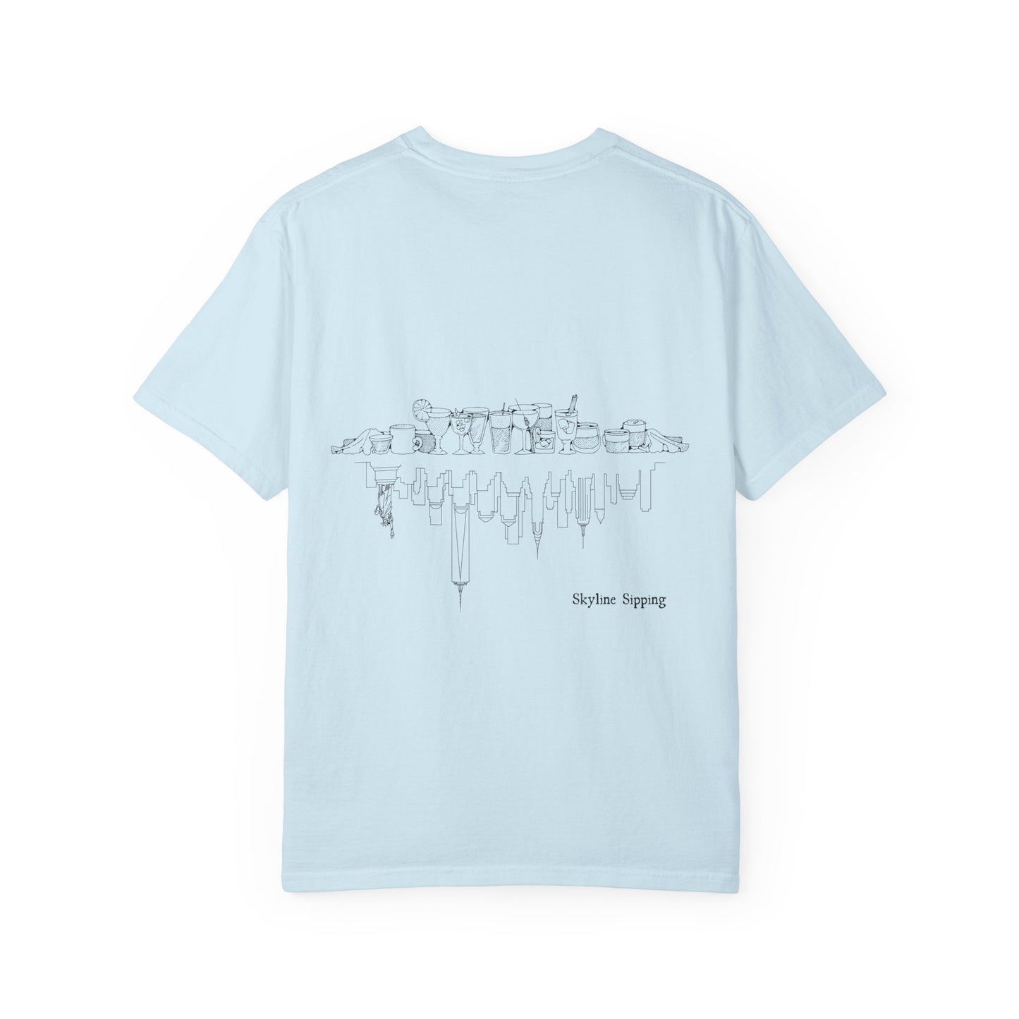 Skyline Sipping T-Shirt — Minimal Cityscape Graphic Tee