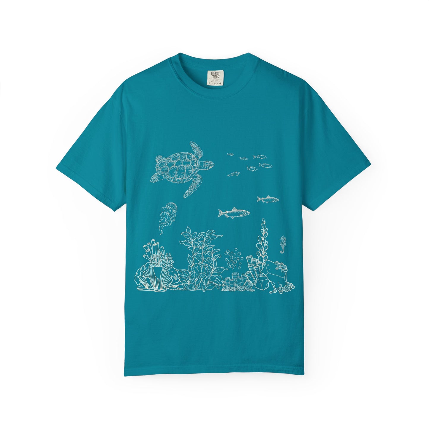 Cute Aquarium Sketch T-Shirt — Hand-Drawn Underwater Ocean Scene