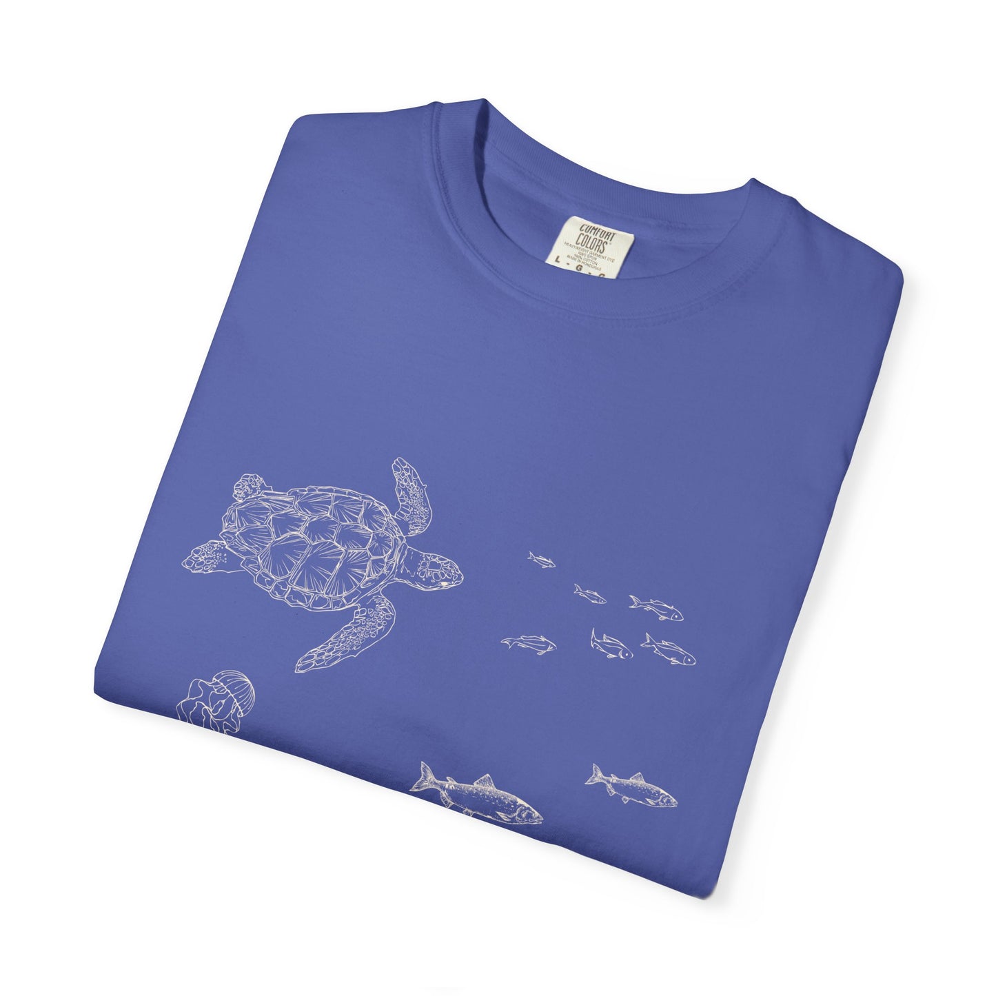 Cute Aquarium Sketch T-Shirt — Hand-Drawn Underwater Ocean Scene